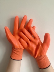 Orange color PVC glove for industry